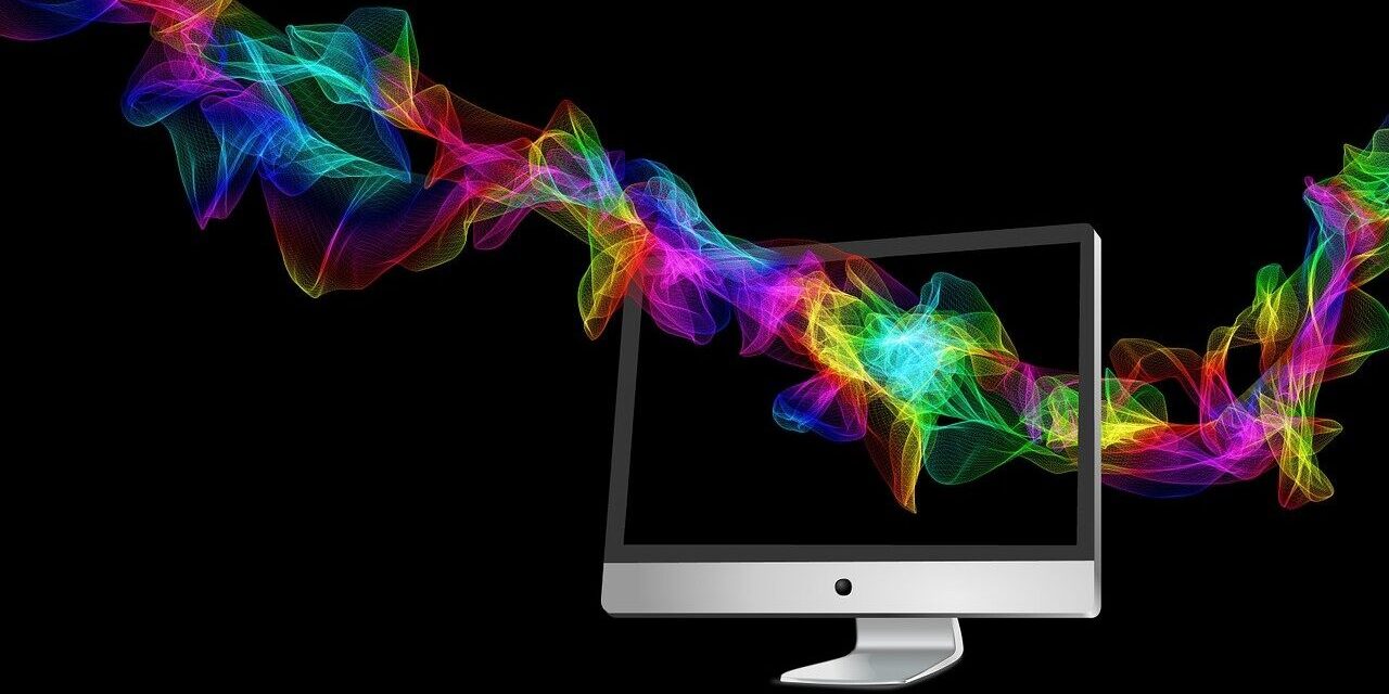 "Stunning laptop display with vibrant colors emanating for impactful business presentations."